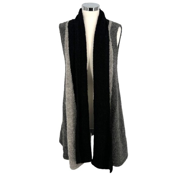 The Alpaca Guy Sleeveless Colorblock Vest Lounge Duster Gray Black One Size - Picture 1 of 11